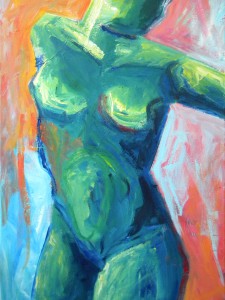 Schilderij Dame in het groen